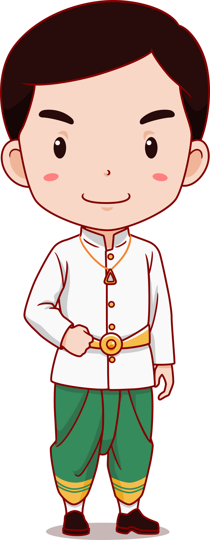 Boy in Traditional Laos Costume Illustration